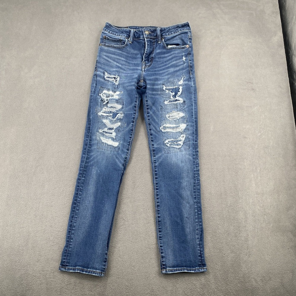 American Eagle Next Level Airflex Mens Distressed Slim Jeans Blue 28x30